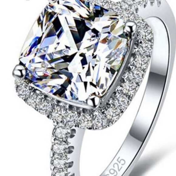 100% 925  Rings Wedding Engagement Cubic Zirconia - Picture 3 of 4